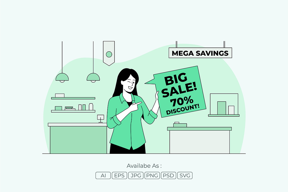 Retail Big Sale 70% Off Vector, a Person Illustration by Partikusi Design (Photo 2 of 3)