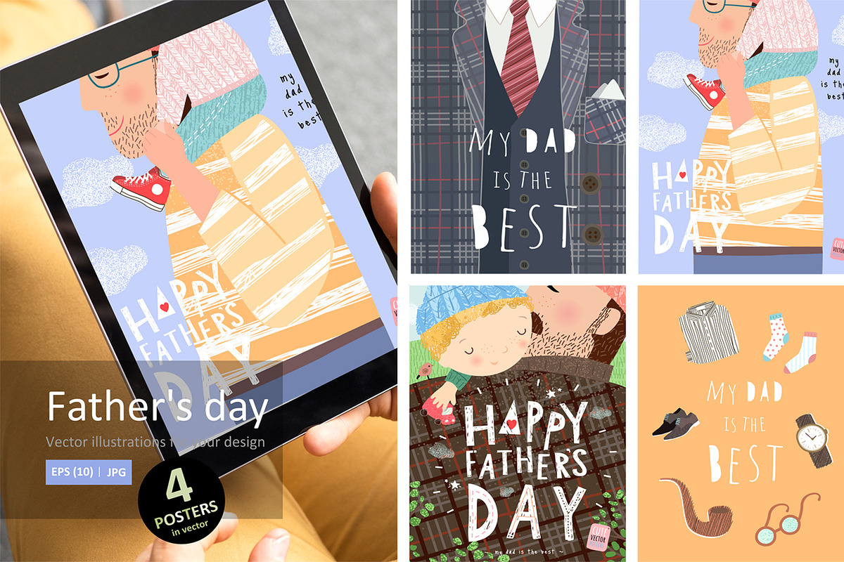 Happy father's day! Cute vector illu, a Person Illustration by Ardea-studio