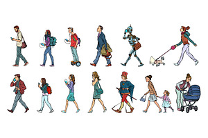 Set Collection Of Pedestrians People