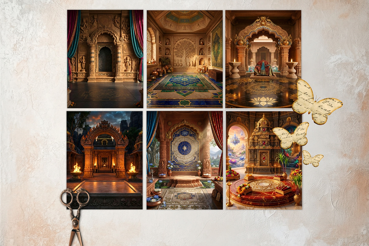 Hindu Mythology Temple Backdrops, a Decorative Illustration by ThatsDesignArt (Photo 9 of 14)