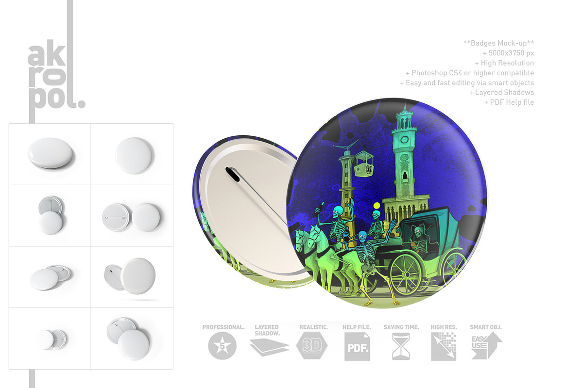 Badge Button Mock-Ups, an Advertising Mockup by akropol (Photo 7 of 7)