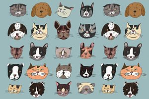 Cute Dogs And Cats Illustrations