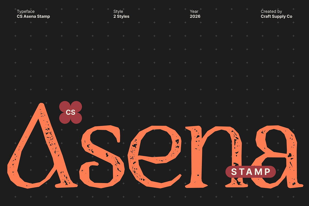 CS Asena Stamp, a Serif Font by Craft Supply Co. (Photo 1 of 8)