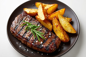 Grilled Steak with Rosemary and Pota, a Photo by Pixeness Studio