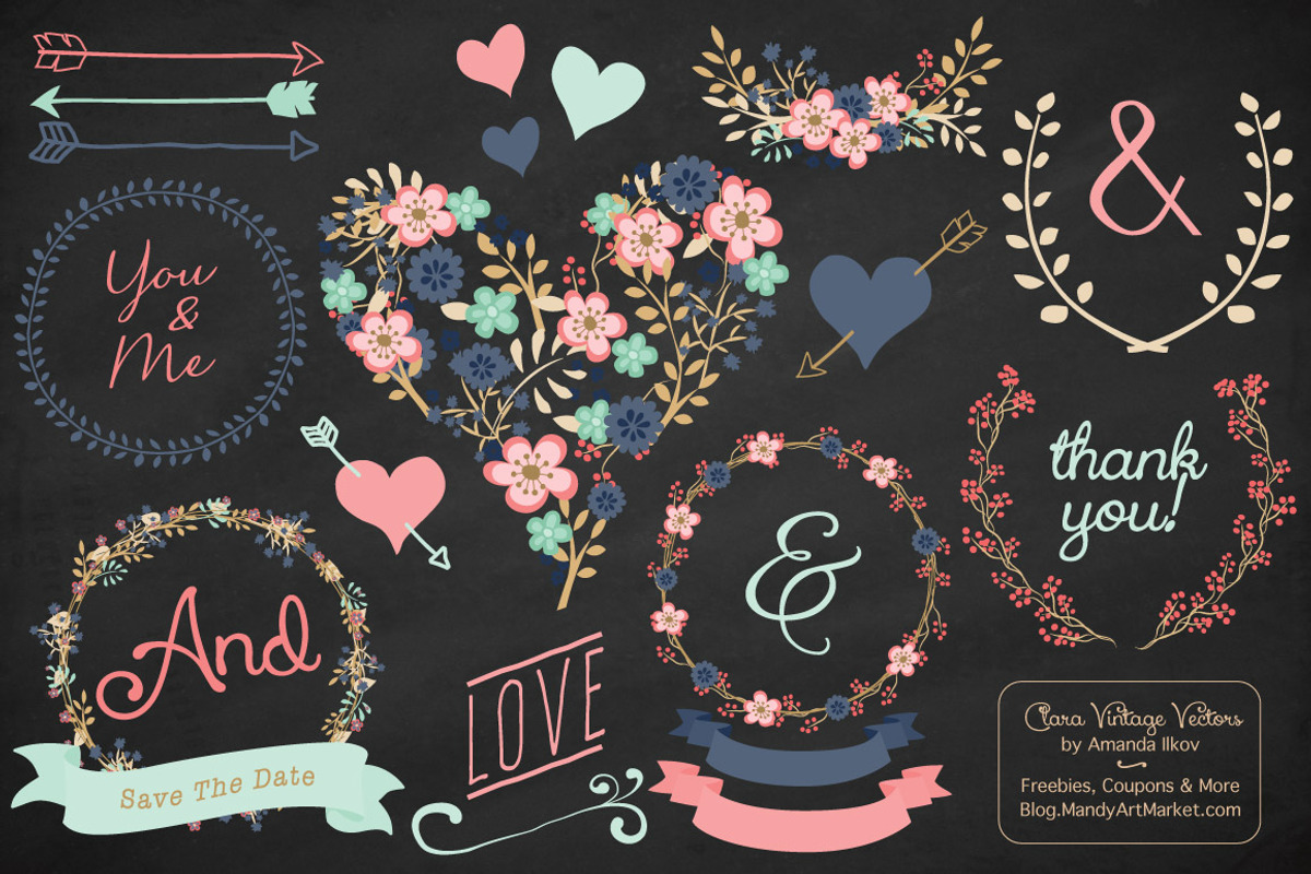 Modern Floral Heart & Banners, an Illustration by Amanda Ilkov (Photo 2 of 4)