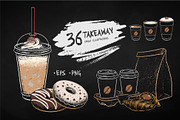 Takeaway Coffee and Sweet Food, an Object Graphic by Sonya Illustrations (Thumbnail 1 of 10)