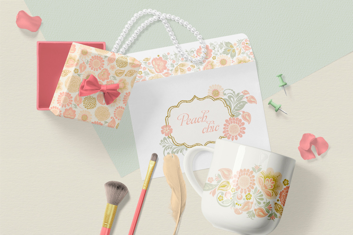 Peach Day glitter floral collection, an Illustration by antuanetto (Photo 3 of 4)