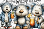 Whimsical Summer Teddy Bear Clipart, a Seasonal Illustration by Canvas Craft (Thumbnail 1 of 6)