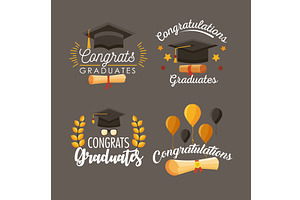 four congrats graduates icons, an Education Illustration by studiogstock