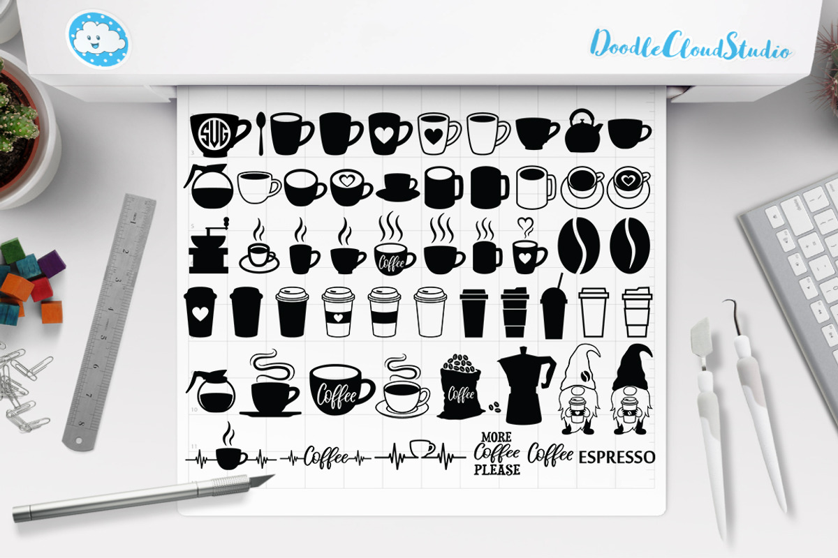 Coffee Bundle SVG Cutting File., an Illustration by Doodle Cloud Studio