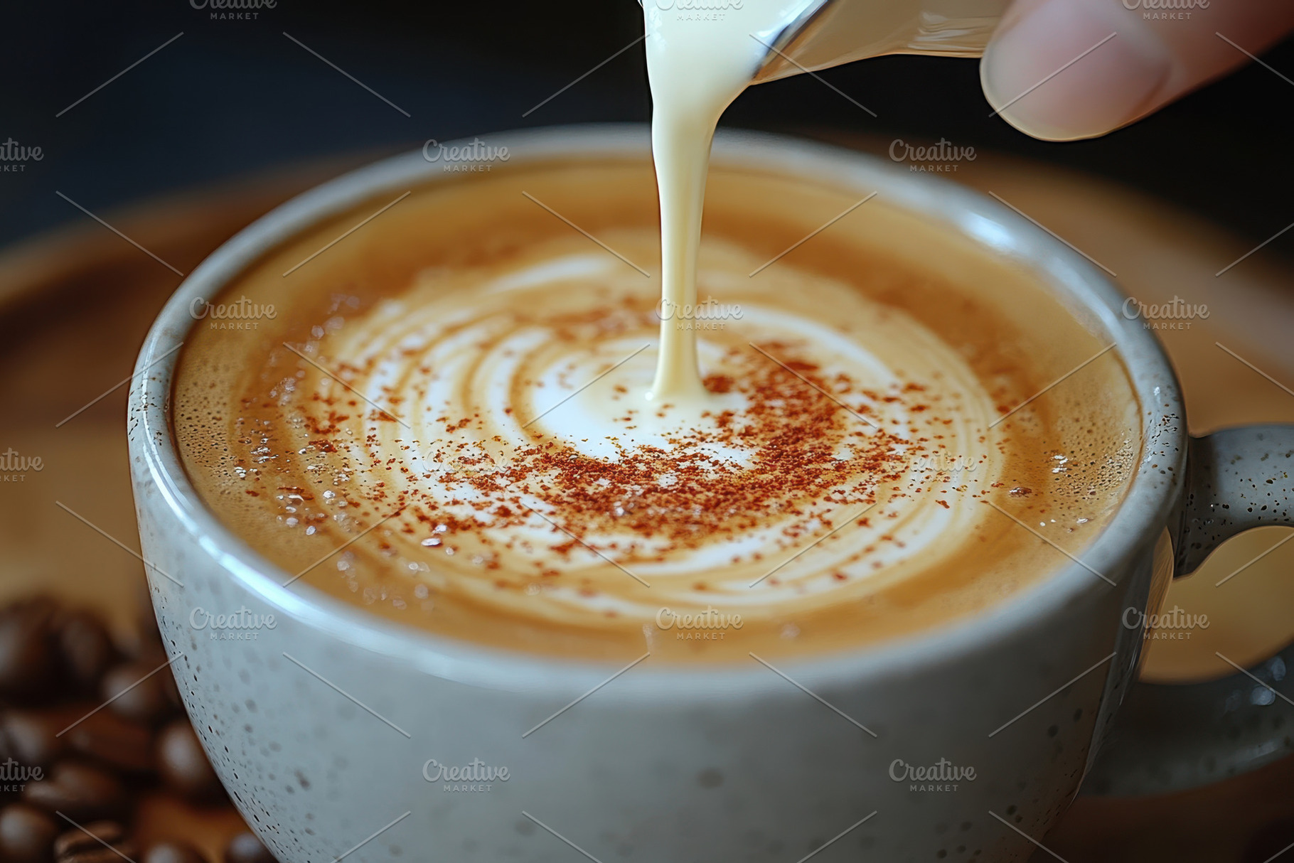 Creating a creamy swirl of milk in a, a Photo by Tanuart