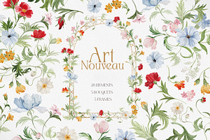Watercolor Flower - Art Nouveau, a Decorative Illustration by Beigetime