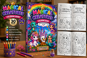 Magical Creatures Coloring Book, a Stationery Template by Designmela01