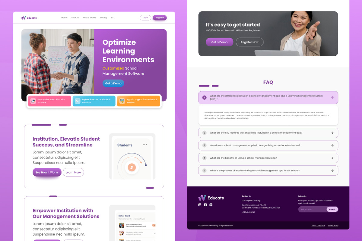 School Management Web Landing Page, a Landing Page Template by UICreative (Photo 4 of 4)