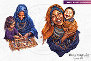 Berber Tuareg Woman clipart Set, a Person Illustration by ThatsDesignArt (Thumbnail 7 of 10)