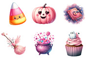 Cute Halloween Clipart, Pink, an Illustration by DreamArtGraphic (Thumbnail 3 of 4)