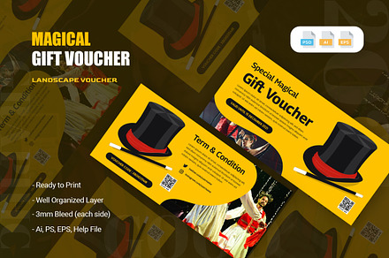Magical Gift Voucher, a Business Card Template by AQR Studio
