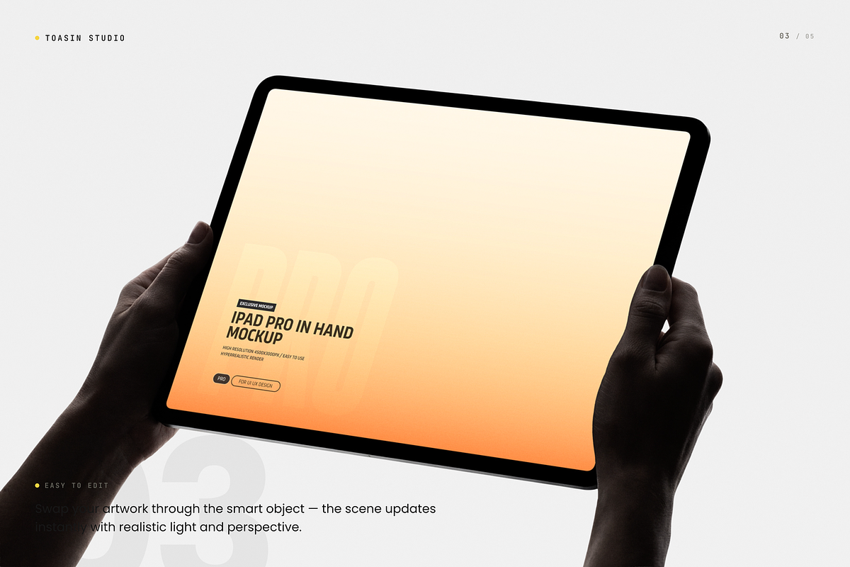 iPad Pro Hand Mockup, an iPad Mockup by Toasin Studio (Photo 3 of 5)