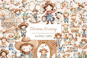Western Nursery Clipart 64 PNG 5 JPG, a Decorative Illustration by EleSArtDesign (Thumbnail 1 of 6)