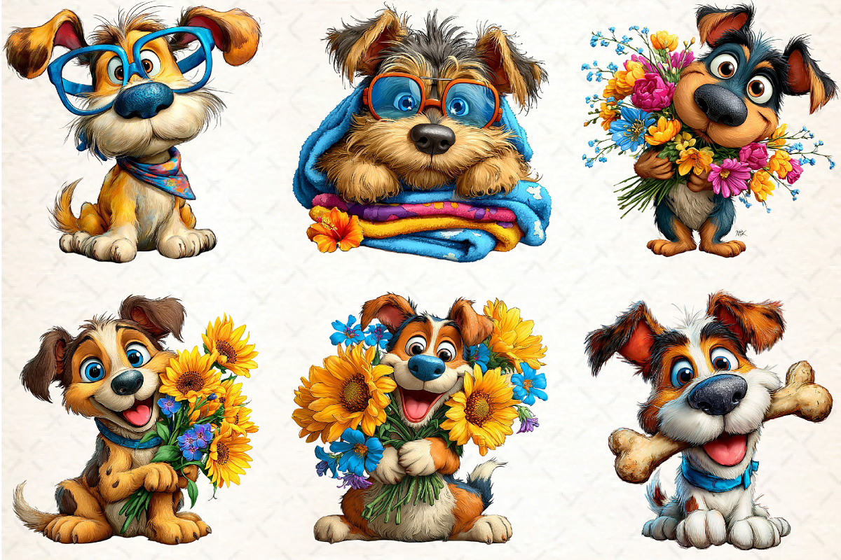 Funny Dog Clipart Bundle, an Illustration by DreamCafeArt (Photo 7 of 8)
