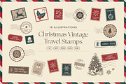 Christmas Vintage Travel Stamps, an Object Illustration by DesignerCandies (Thumbnail 1 of 5)