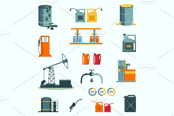 Oil And Petrol Industry Vector Icons