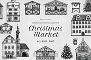 Christmas Market Architecture Set, a Seasonal Illustration by Yevheniia (Thumbnail 1 of 10)
