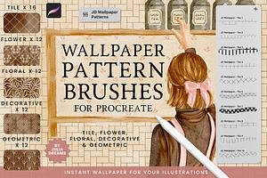 Wallpaper Pattern Procreate Brushes, a Brush Add-On by Julia Dreams