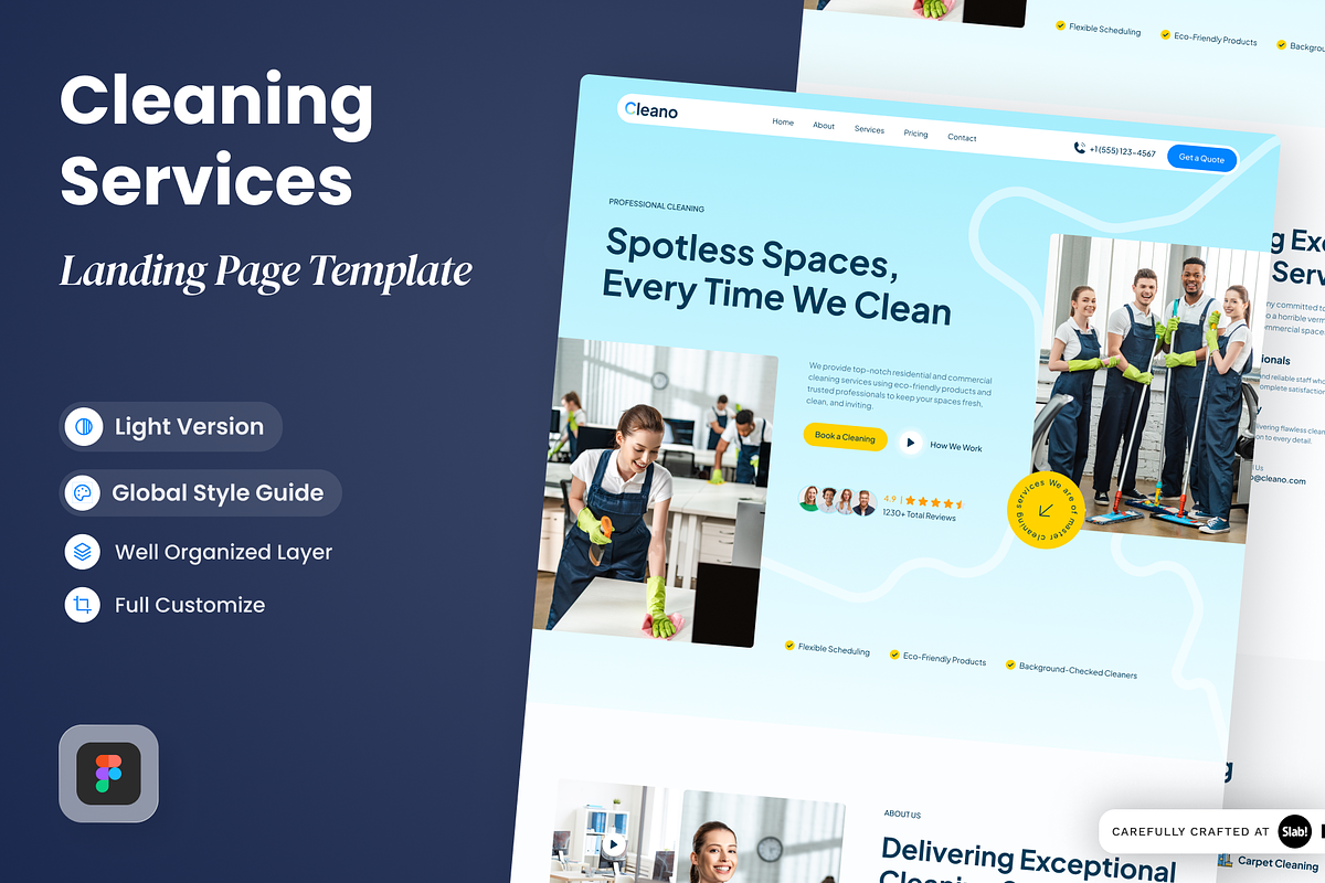Cleano - Cleaning Services Landing, a Landing Page Template by SLAB! Design (Photo 1 of 4)