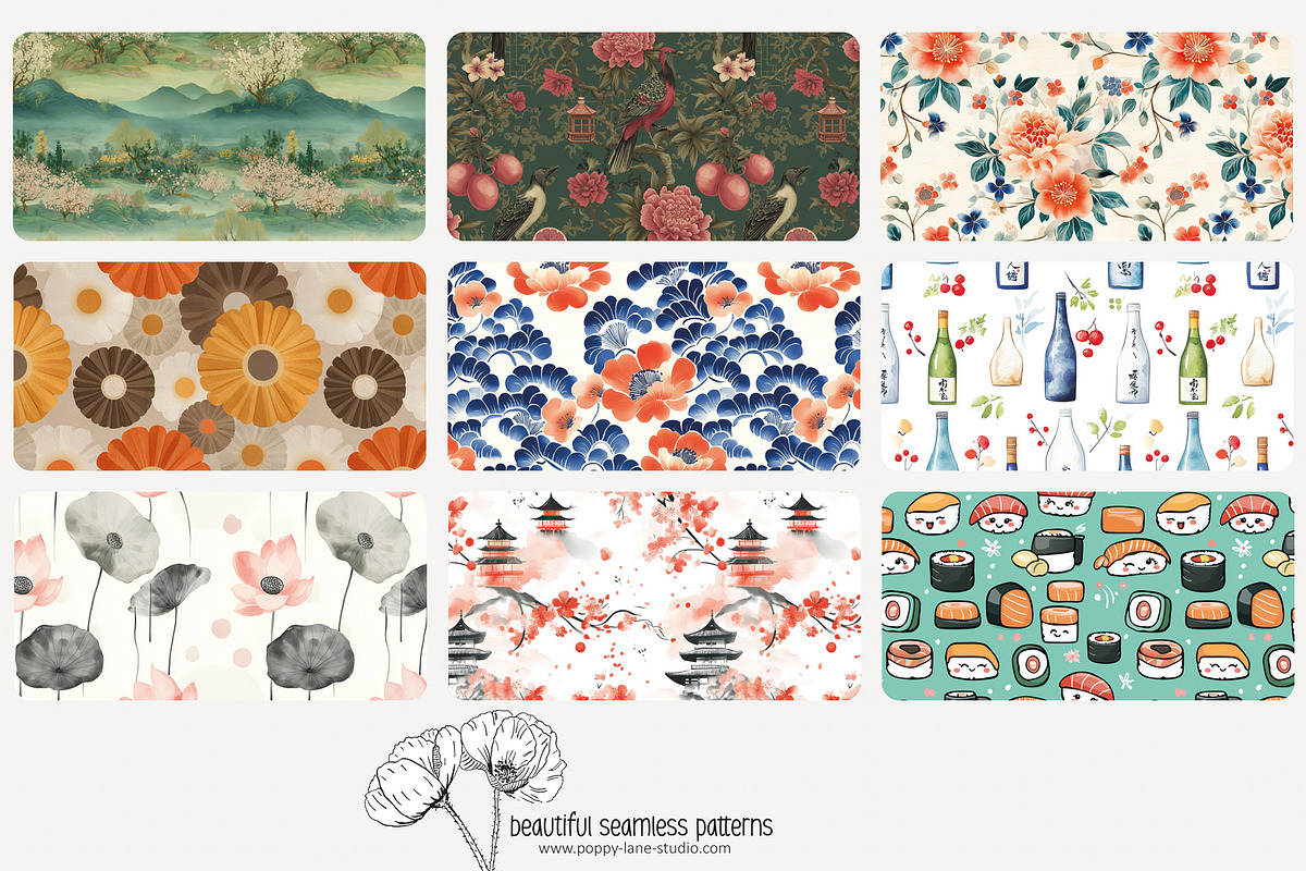 70 Japan seamless pattern, a Pattern Graphic by Poppy Lane Studio (Photo 8 of 10)