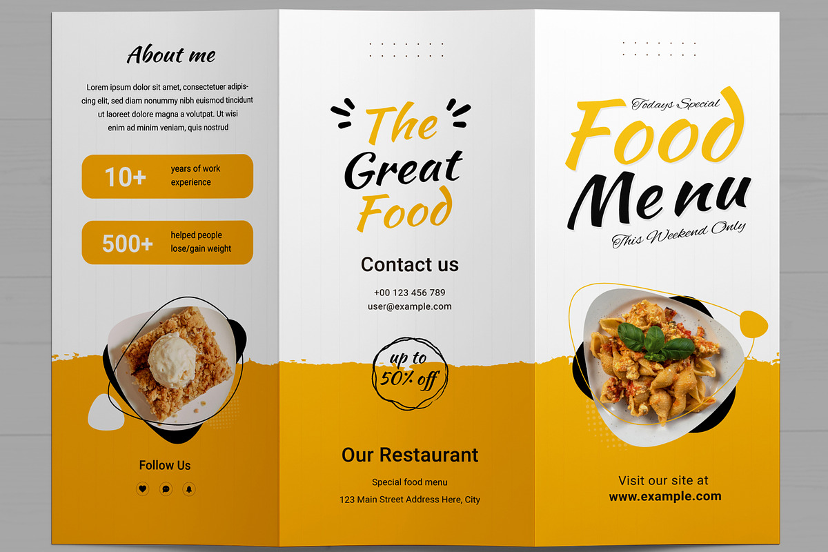Food Menu Trifold Brochure Design, a Brochure Template by MightyDesign (Photo 3 of 7)