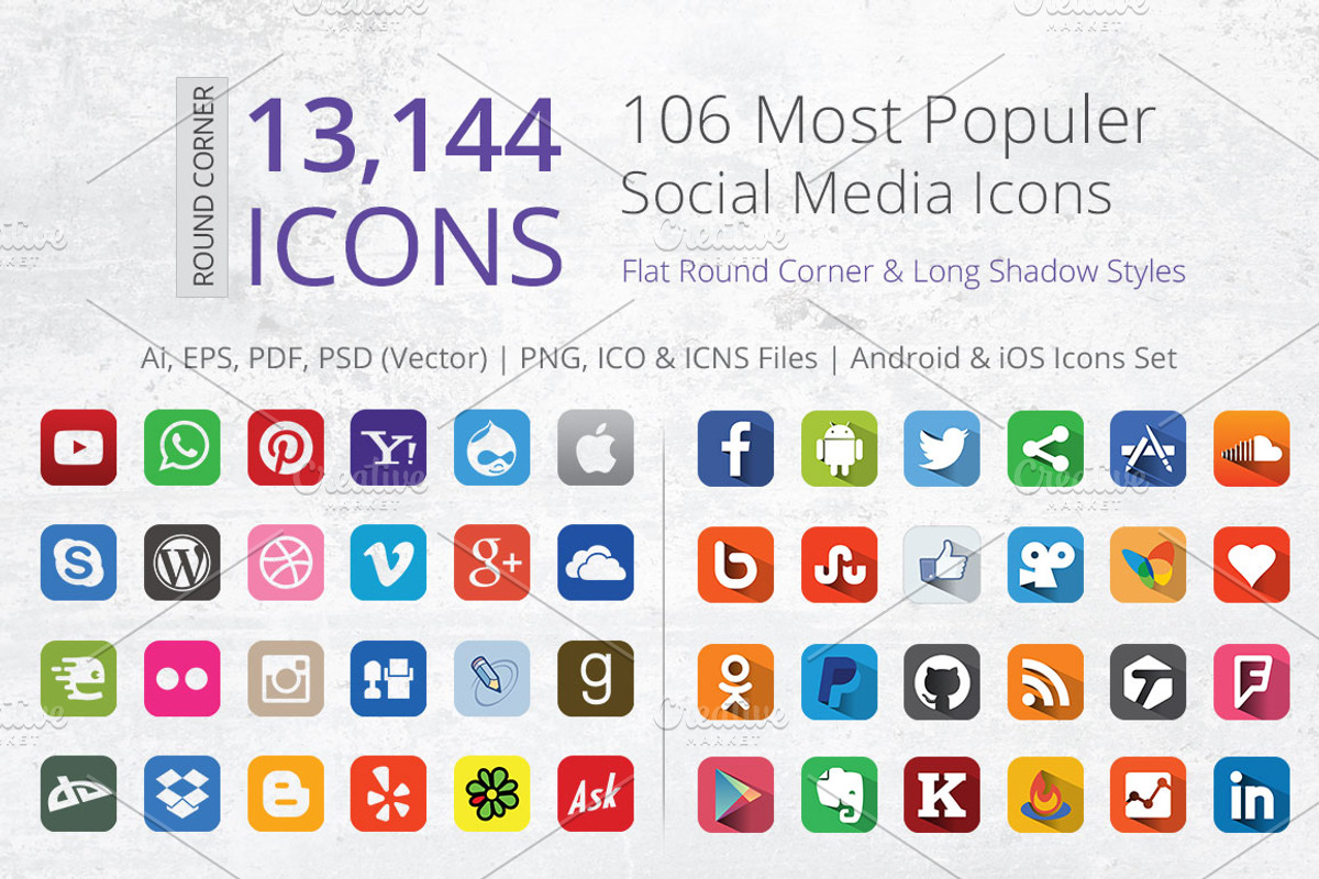 212 Round Corner Social Media Icons, an Icon by ArtFusion (Photo 1 of 5)