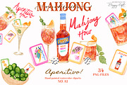Aperitivo Mahjong Cocktails, a Food Illustration by TheHappyGiftArt (Thumbnail 1 of 10)