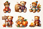 Autumn Teddy Bear Clipart, an Illustration by Dream Creation (Thumbnail 2 of 6)