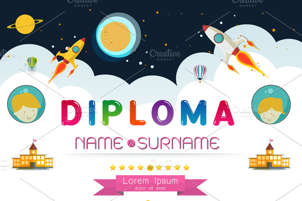Certificate kids diploma, a Flyer Template by essense