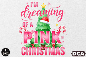 i'm dreaming of a pink christmas, an Illustration by DreamCafeArt