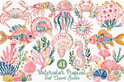 Watercolor Tropical Reef Clipart PNG, a Seasonal Illustration by Canvas Craft (Thumbnail 1 of 7)