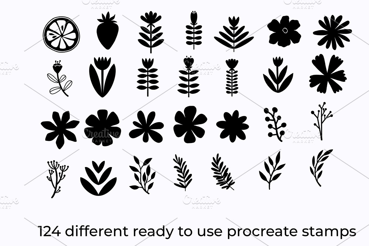 120+ Procreate linocut stamp brushes, a Brush Add-On by laura.design (Photo 2 of 8)