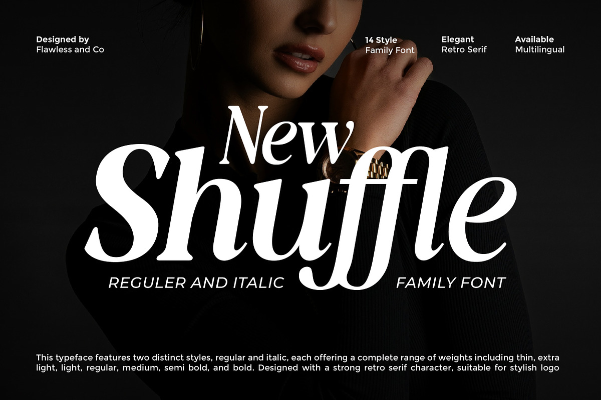 New Shuffle - Modern Serif Family Fo, a Serif Font by Flawless And Co (Photo 1 of 10)