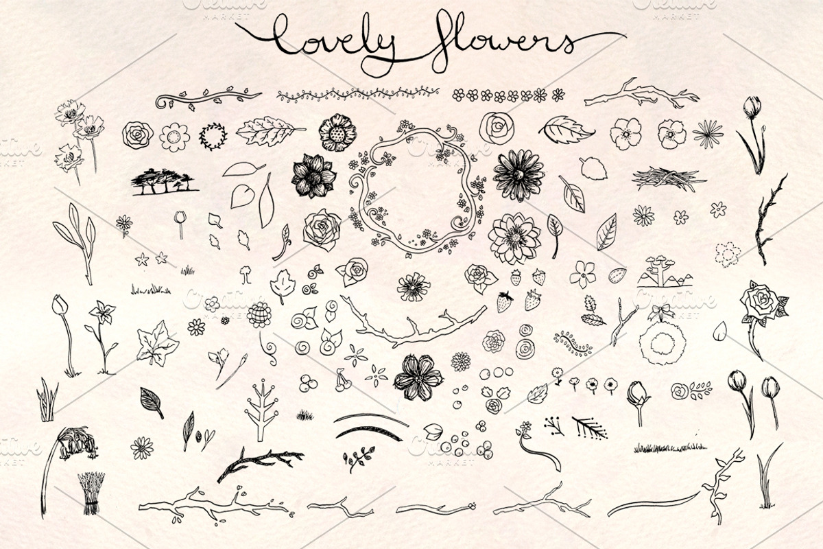 130+ Lovely Flowers Graphics Bundle!, an Illustration by Violet LeBeaux (Photo 1 of 4)