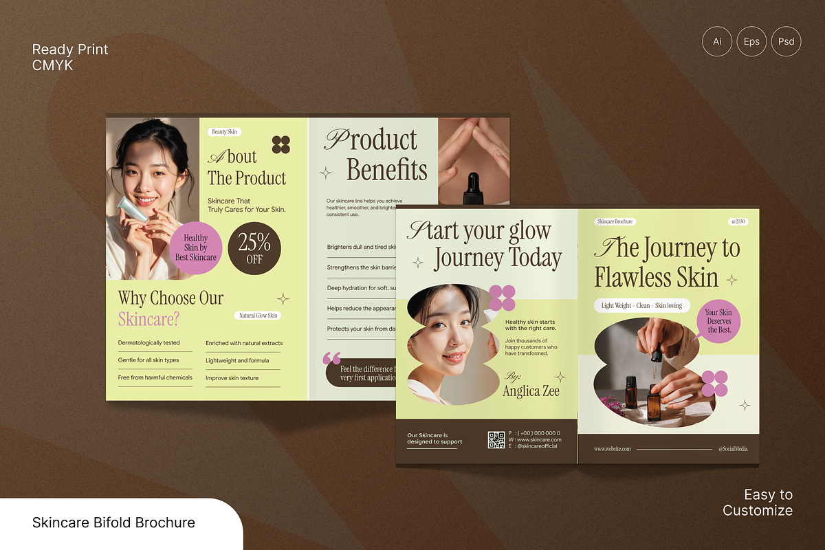 Skincare Bifold Brochure, a Brochure Template by Annora Studio (Photo 1 of 6)