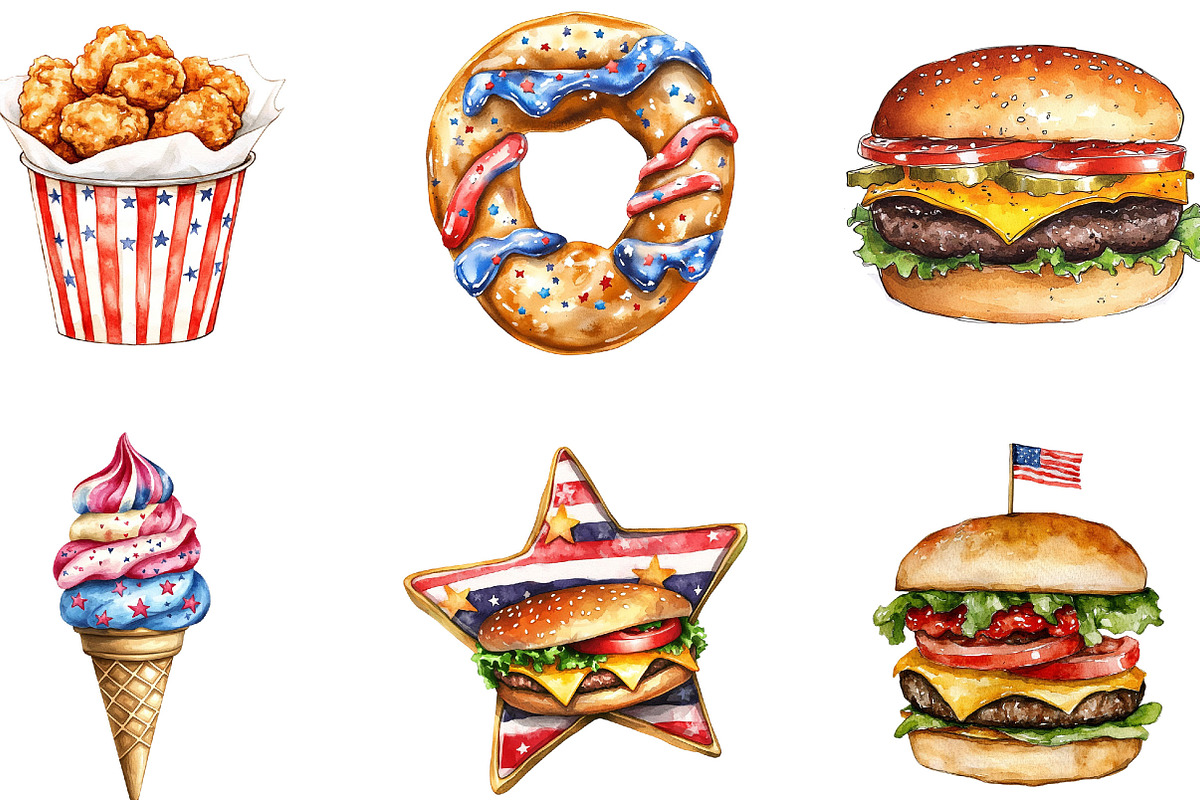 Fast Food for 4th of July Clipart, an Illustration by Designking (Photo 3 of 5)