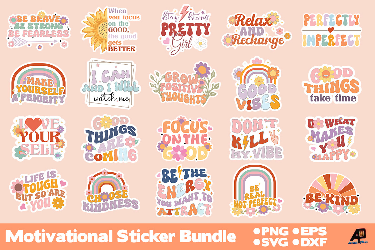 Motivational Stickers SVG PNG BUNDLE