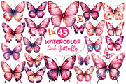 Pink Butterfly Watercolor Clipart, an Illustration by Dream Creation (Thumbnail 1 of 5)