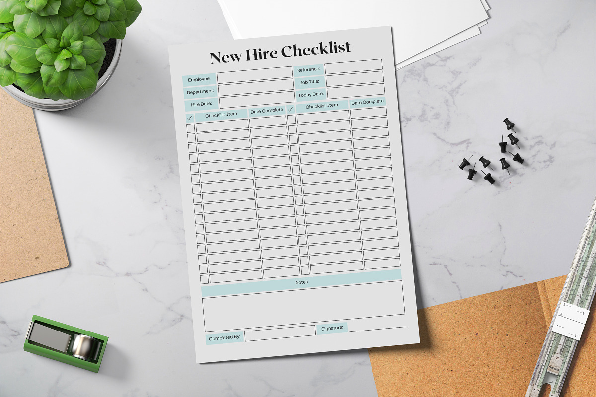 New Hire Checklist Printable, a Print Template by Snapybiz