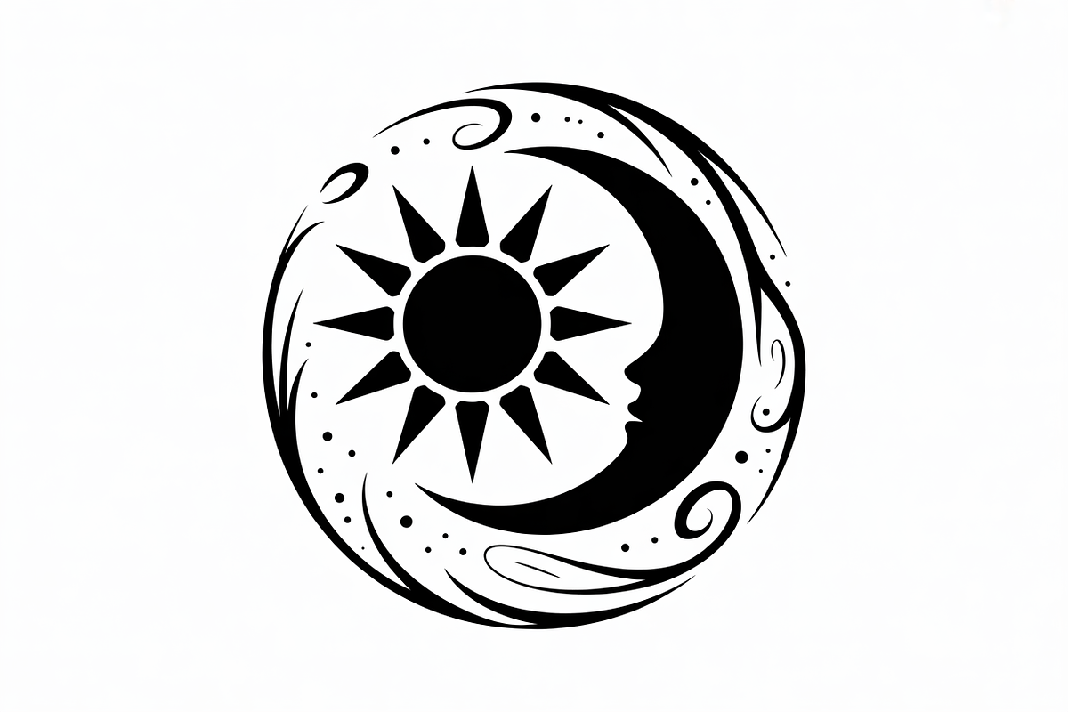 sun and moon surrounded by flowing, an Illustration by Amazin_art (Photo 12 of 25)