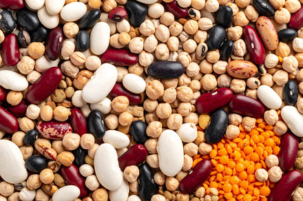 mixed legumes top flat view AI generated