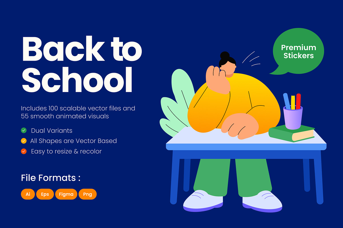 Back to School Flat Stickers Bundle, an Education Illustration by Brickclay (Photo 1 of 14)