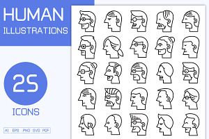 Man and Woman Face Avatars, a Person Illustration by Designfour