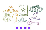 Halloween Hand Drawn Folk Art Set, a Seasonal Illustration by designvectx (Thumbnail 9 of 10)